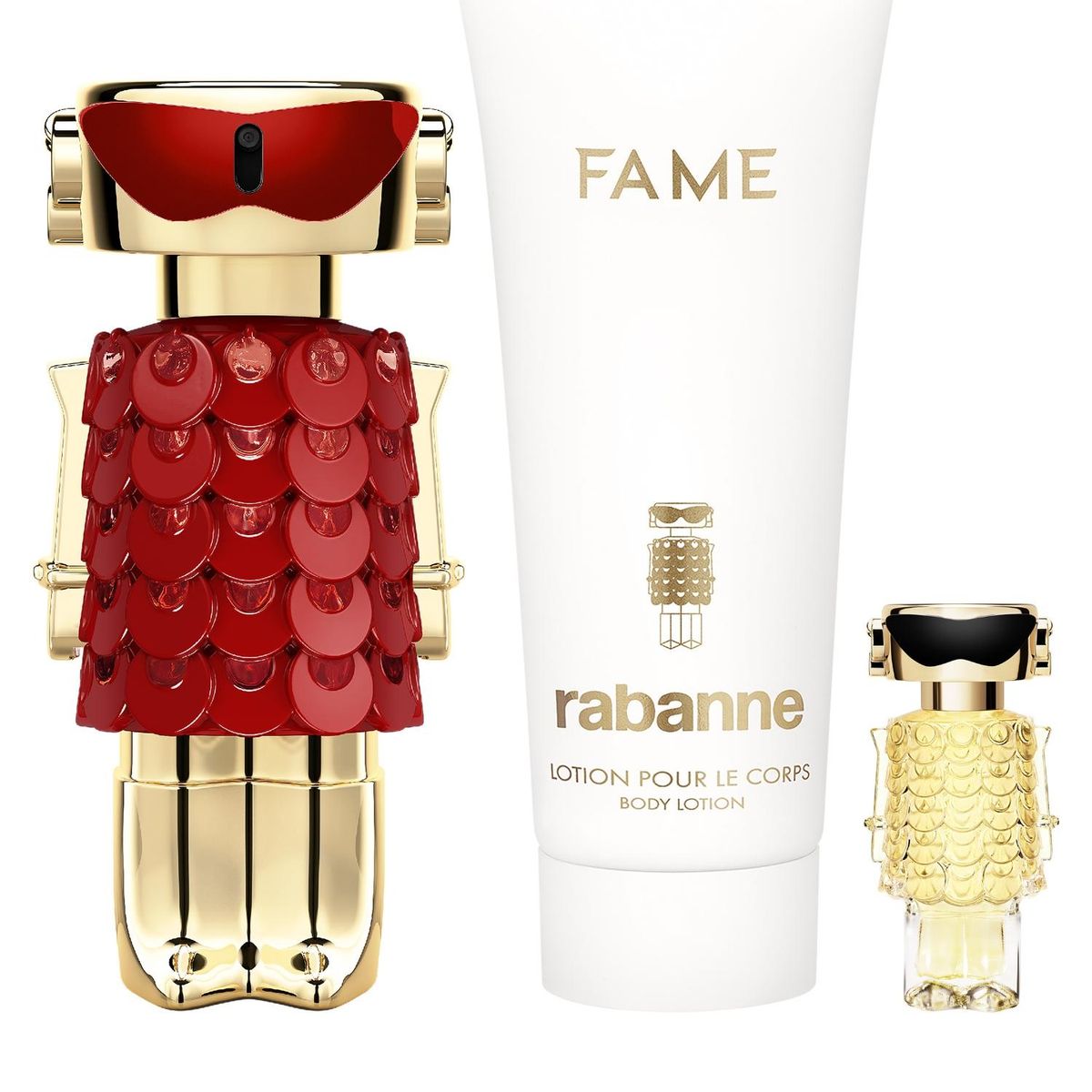RABANNE - Perfume Mujer Estuche Fame In Love Parfum Elixir Recargable 80 ml + 4 ml + Perfumed Loción Corporal 100 ml