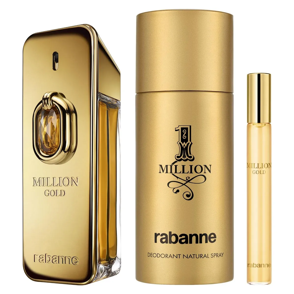 RABANNE - Perfume Hombre Estuche Million Gold Elixir Parfum Intense 100 ml + 1 Million Desodorante 150 ml + Eau de Toilette 10 ml