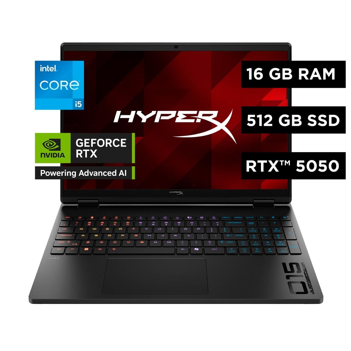 HP - Notebook Gaming OMEN HyperX Intel Core i5 16 GB RAM NVIDIA  RTX 5050 512 GB SSD 15.3" 2K 165 Hz