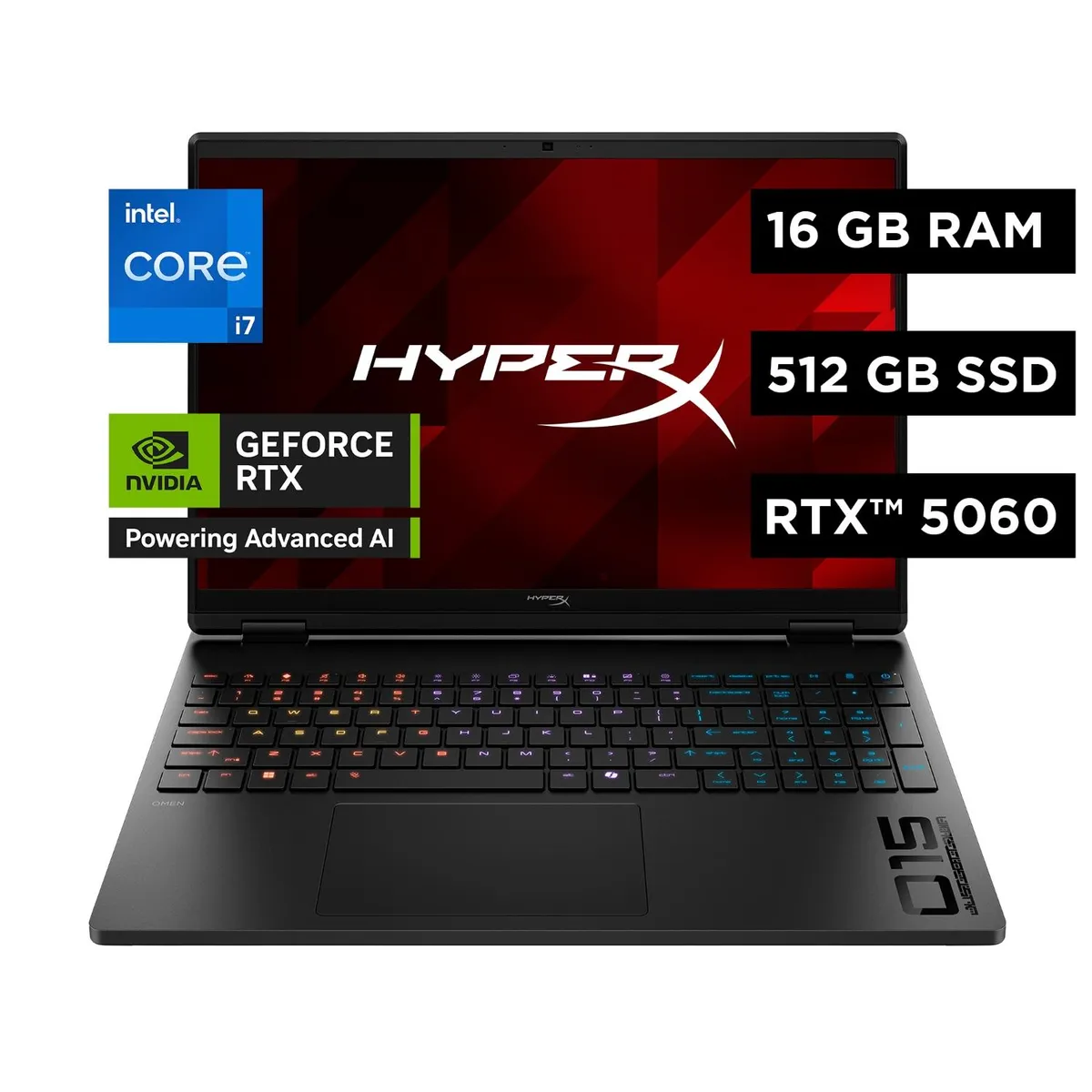 HP - Notebook Gaming OMEN HyperX, Intel Core i7 16 GB RAM NVIDIA RTX 5060 512 GB SSD 15.3" 2K 165 Hz