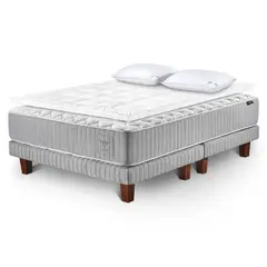 CANNON - Cama Europea Hybrid Cotton 2 Plazas + Topper + Almohada Down Alternative 50X70 Cm