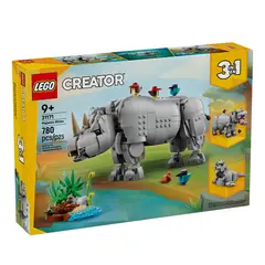 LEGO - Creator 3 En 1  Fauna Salvaje: Poderoso Rinoceronte Con Pájaros