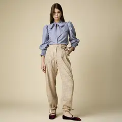 CAER EN GRACIA - Pantalón Pinzas Bombacho Vichy Tiro Medio Mujer