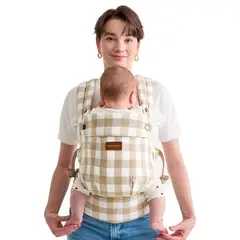 MOMCOZY - Portabebe Lino Cuadros Marron