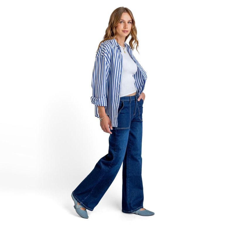 Jeans Wide leg Tiro Medio Mujer