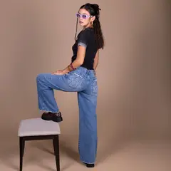 EFESIS - Jeans Wide leg Tiro Medio Mujer