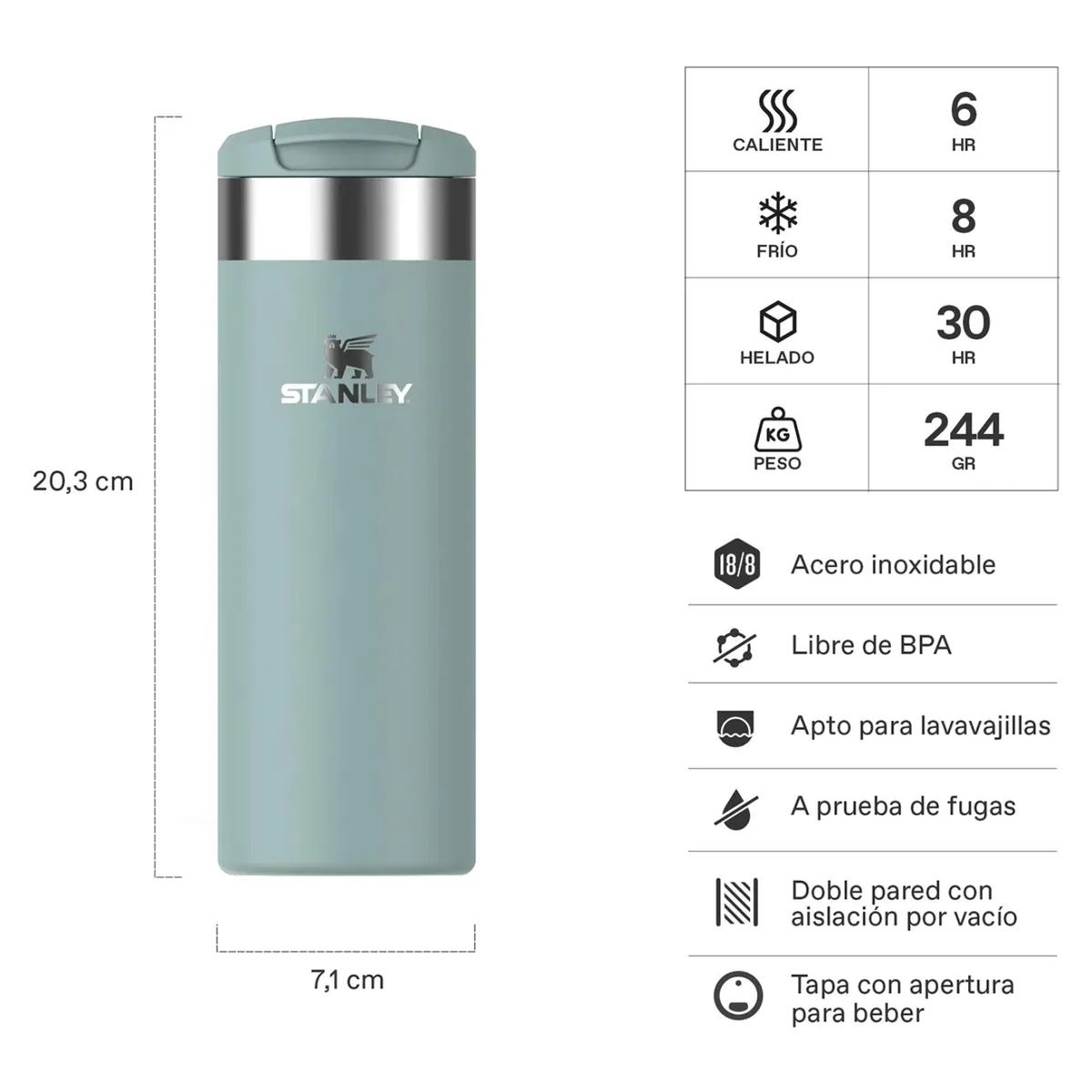 STANLEY - Botella Térmica Aerolight Seafoam 473 Ml Stanley