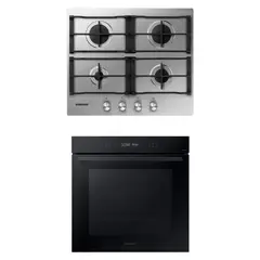 SAMSUNG - Encimera a Gas 4Q Gris + Horno Eléctrico 76 L Wi-Fi Negro