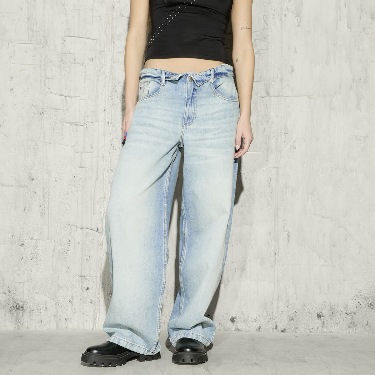 AMERICANINO - Jeans Baggy Tiro Medio Mujer Americanino