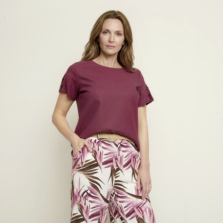 Blusa Lino Manga Corta Mujer S.cocci