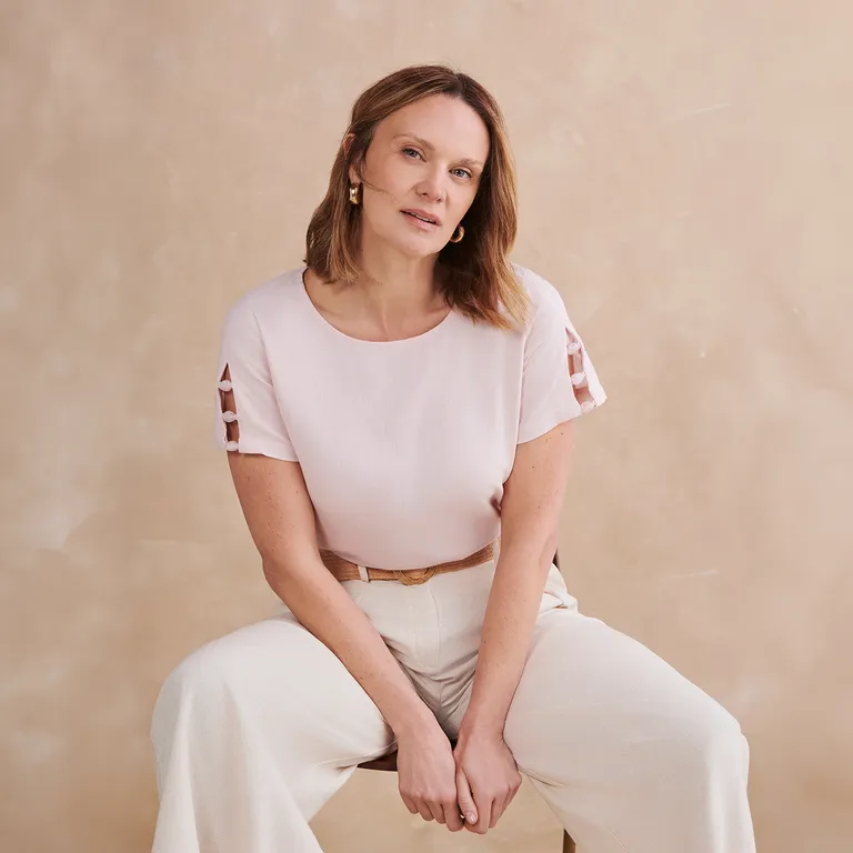 Blusa Lino Manga Corta Mujer S.cocci