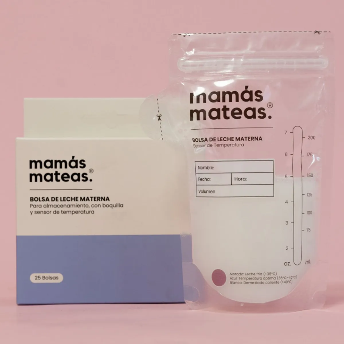 MAMAS MATEAS - Bolsa Para Leche Materna con Boquilla y Sensor de Temperatura Mamas Mateas
