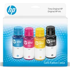 HP - Pack de 4 botellas de tinta GT53/GT52 Original. Negro, Cyan, Magenta, Amarillo