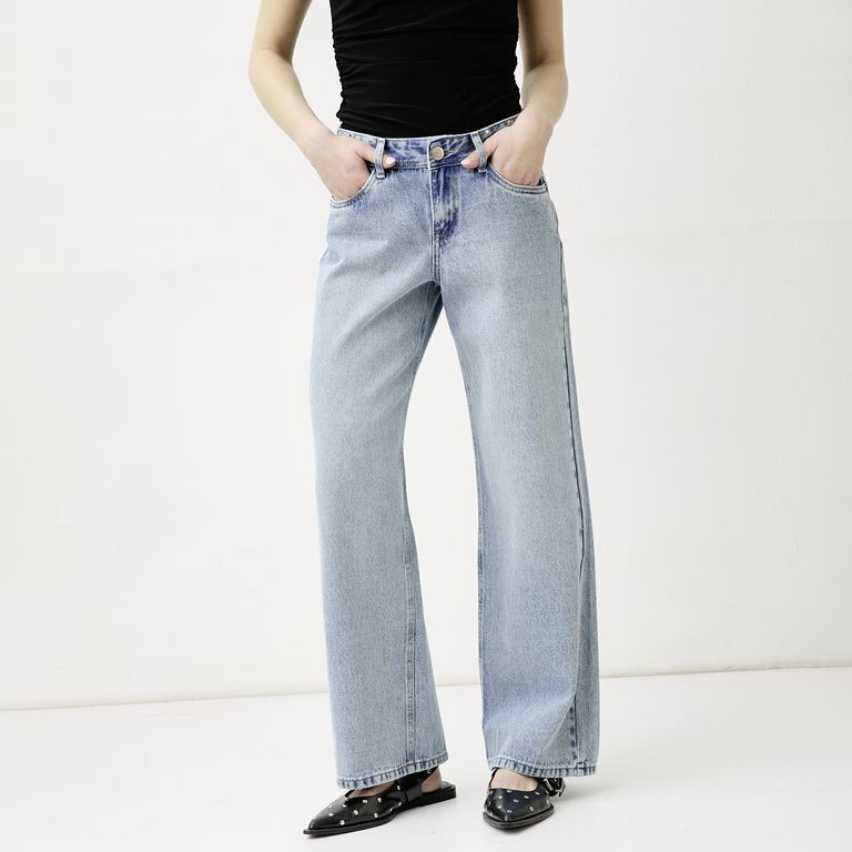 Jeans Baggy Tiro Medio Mujer