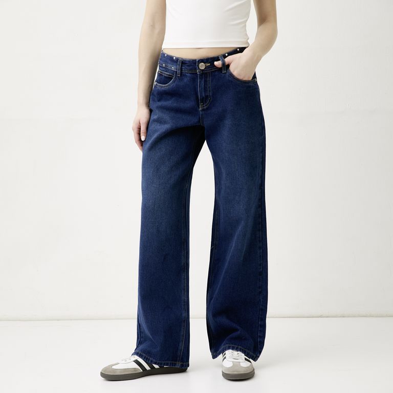 Jeans Baggy Tiro Medio Mujer