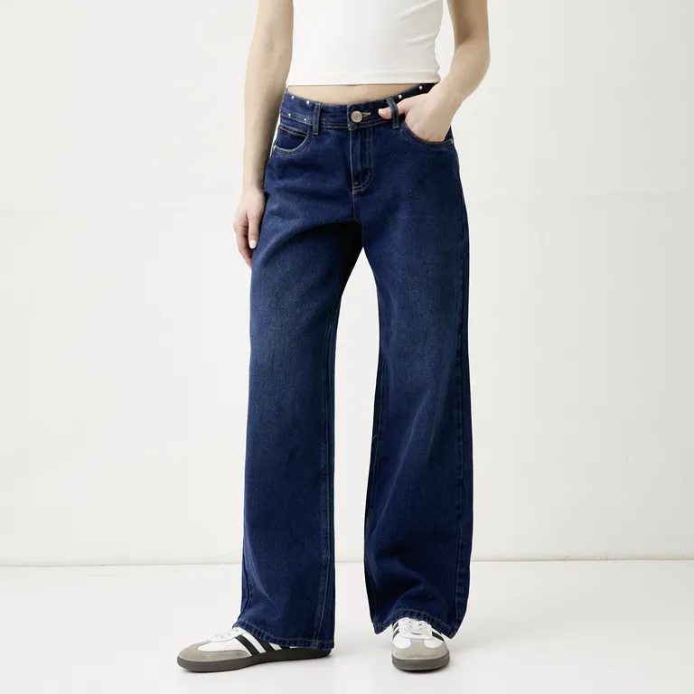 Jeans Baggy Tiro Medio Mujer