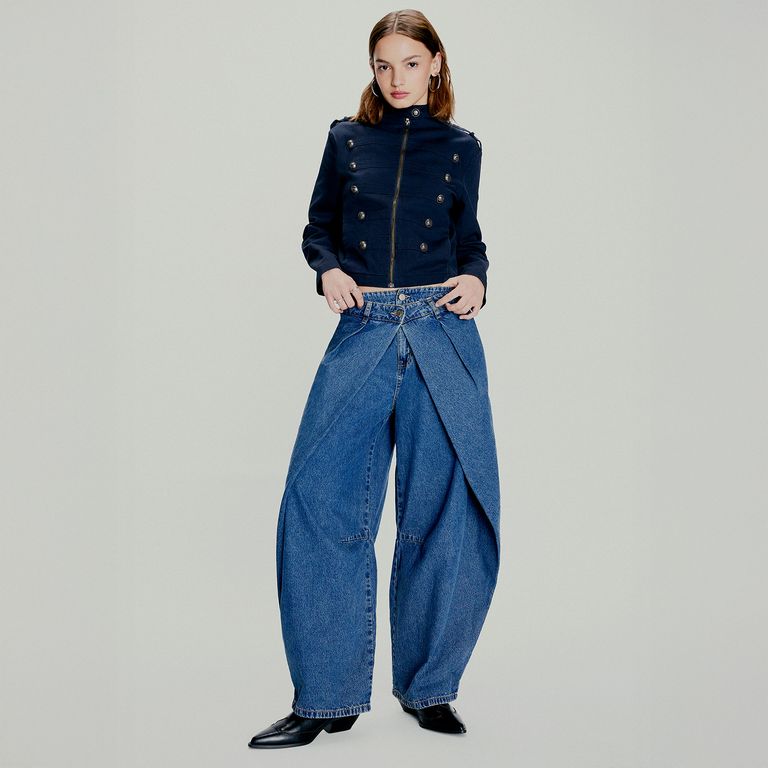 Jeans Balloon Tiro Medio Mujer
