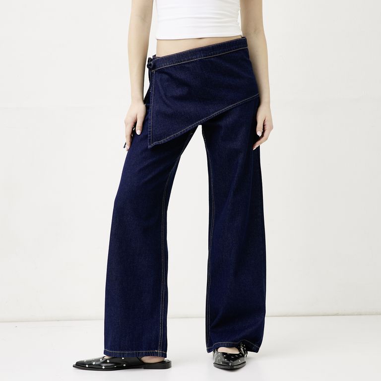 Jeans Wide Leg Tiro Medio Mujer