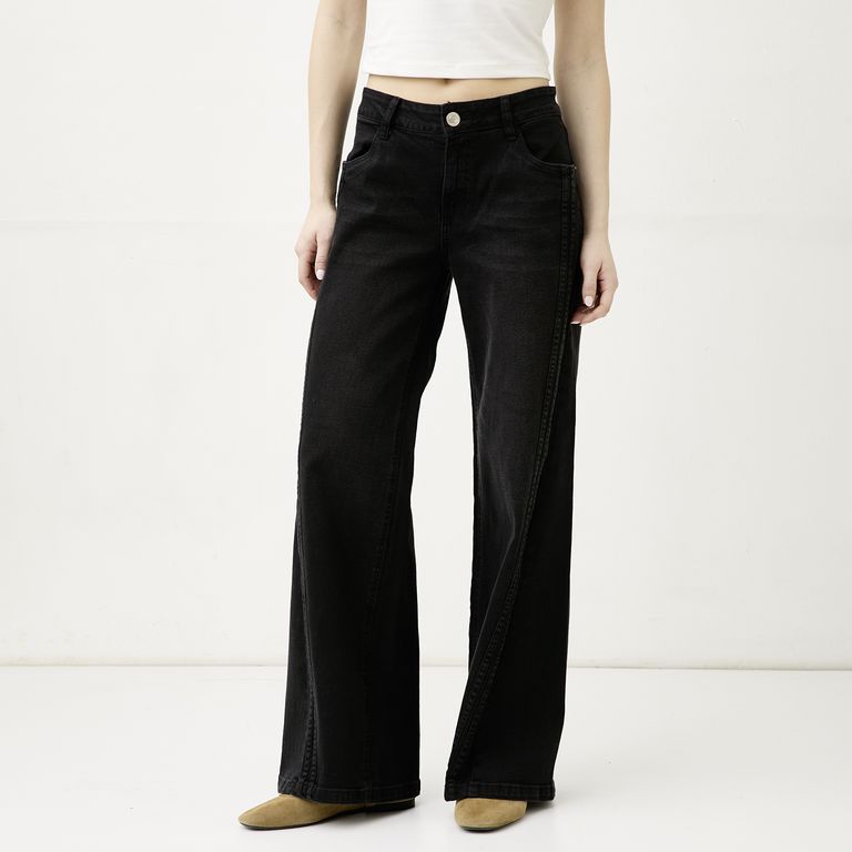 Jeans Wide Leg Tiro Medio Mujer