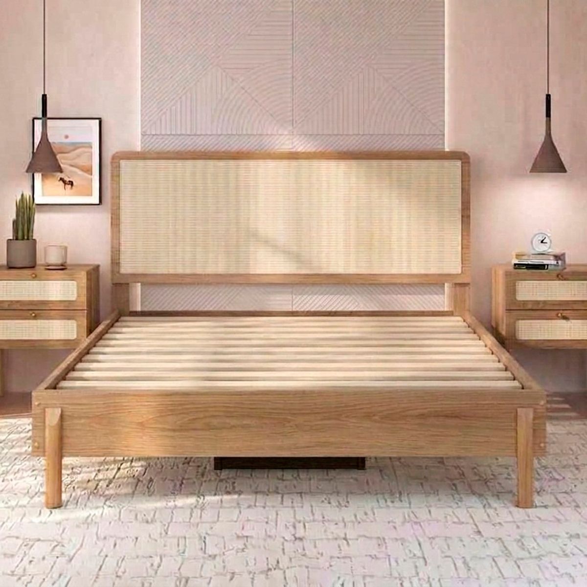 DECOCASA - Cama Oslo 2 Plazas + 2 Veladores 27933 Decocasa