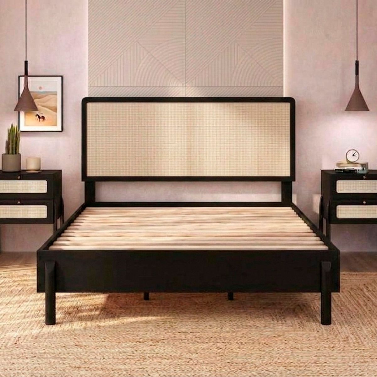 DECOCASA - Cama Oslo 2 Plazas 2 Veladores Decocasa