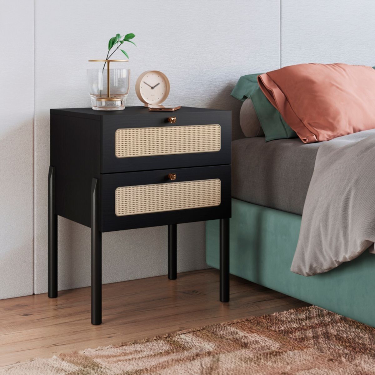 DECOCASA - Cama Oslo 2 Plazas 2 Veladores Decocasa