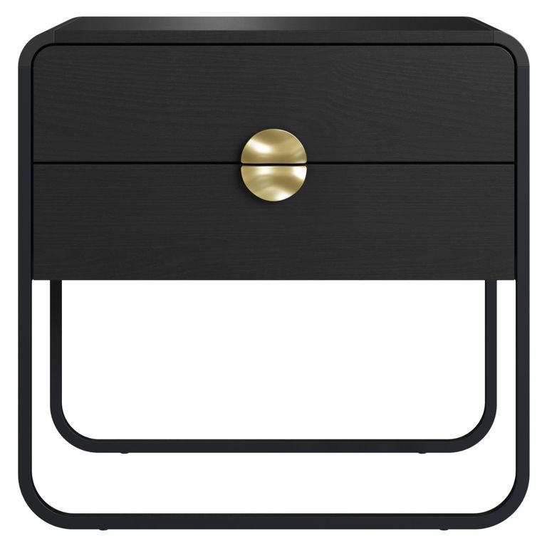 DECOCASA Velador 2 Cajones Luna 28062 Negro