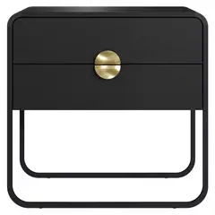 DECOCASA - Velador 2 Cajones Luna 28062 Negro