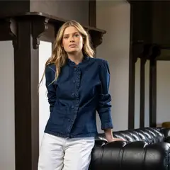 LUAU SHOES - Blusa Vuelos Denim 100% Algodón Mujer Luau