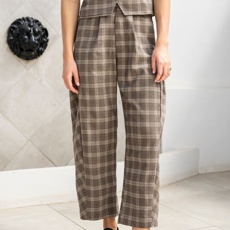 LUAU SHOES Pantalón Cuadros Tiro Medio Mujer Luau