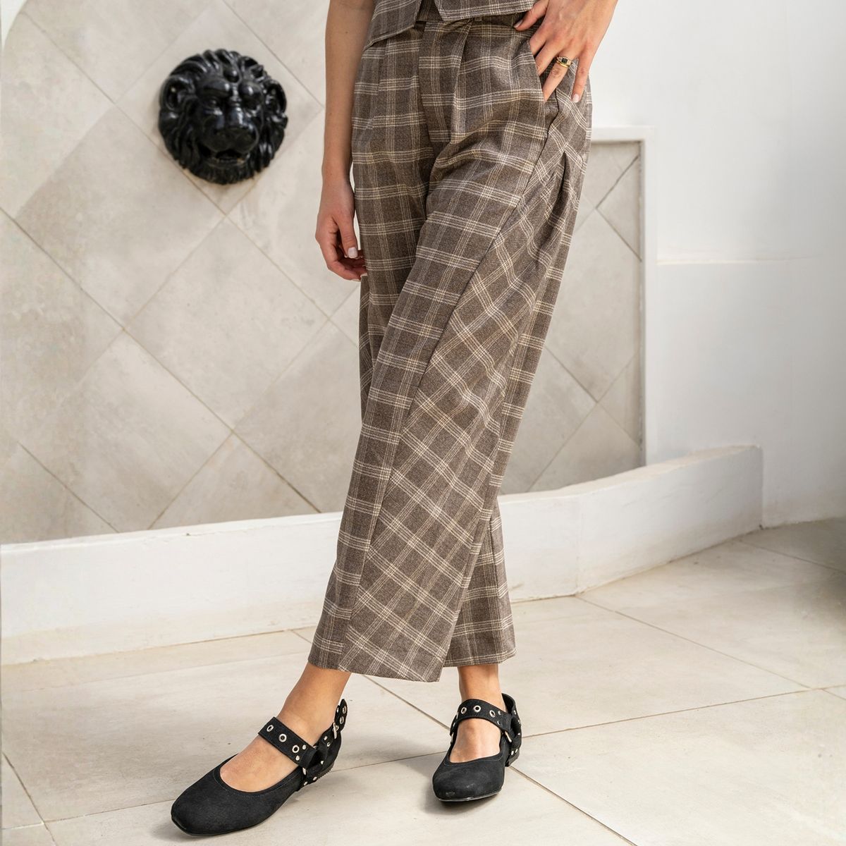 LUAU SHOES - Pantalón Cuadros Tiro Medio Mujer Luau