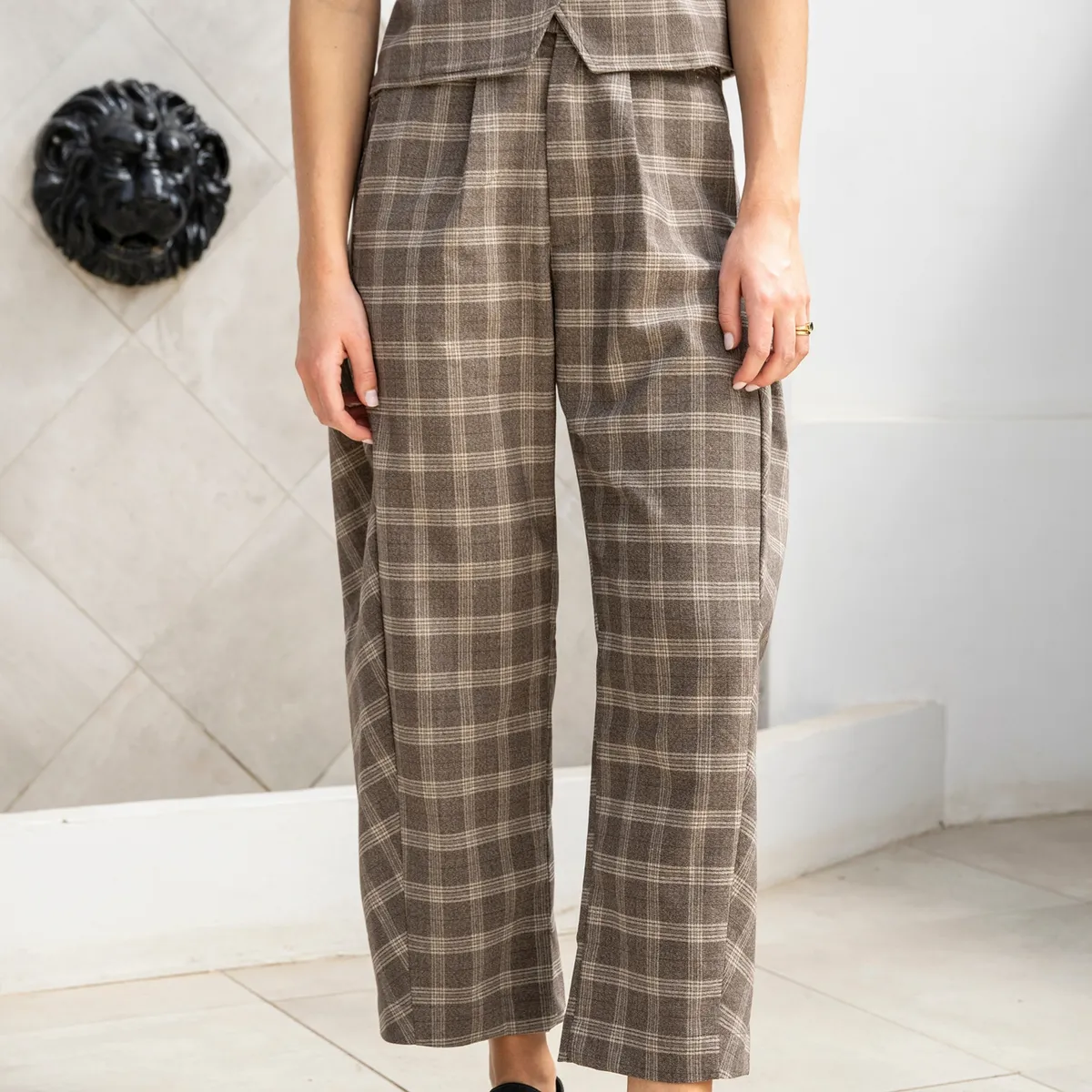 LUAU SHOES - Pantalón Cuadros Tiro Medio Mujer Luau