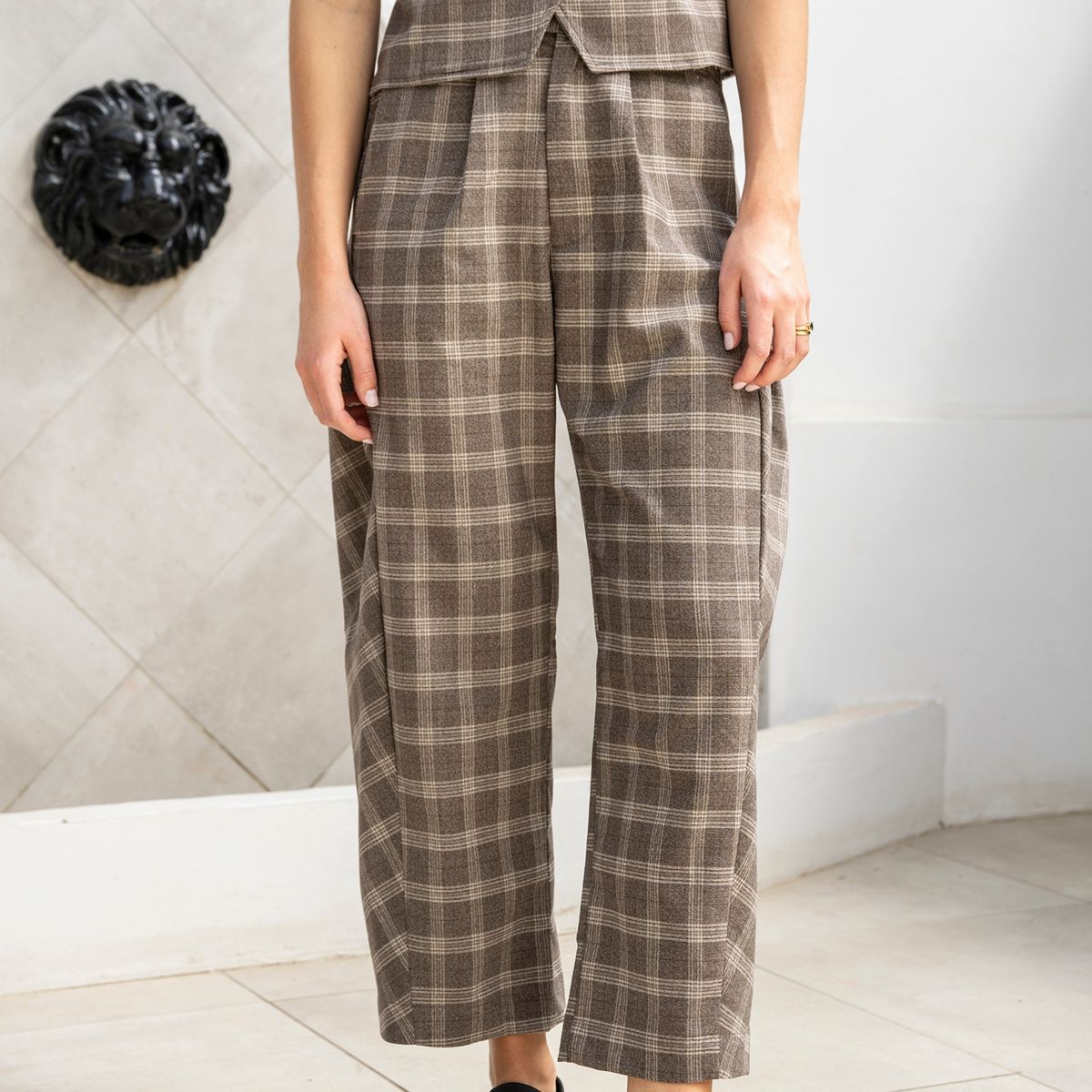 LUAU SHOES - Pantalón Cuadros Tiro Medio Mujer Luau