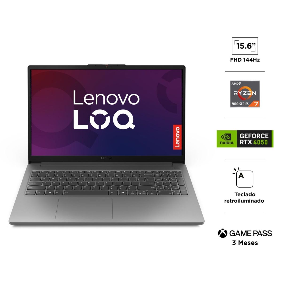 LENOVO - Notebook Gamer LOQe Ryzen R7 16GB RAM 512GB SSD RTX 4050 FHD 144Hz Lenovo