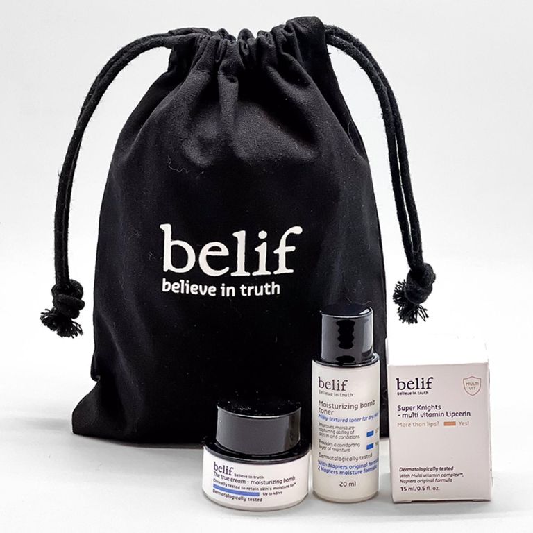 Set Super Knights Bálsamo Labial Vitamin Lipcerin 15 Ml + Mini crema Hidratante 10ml MB Belif+ Bolsito