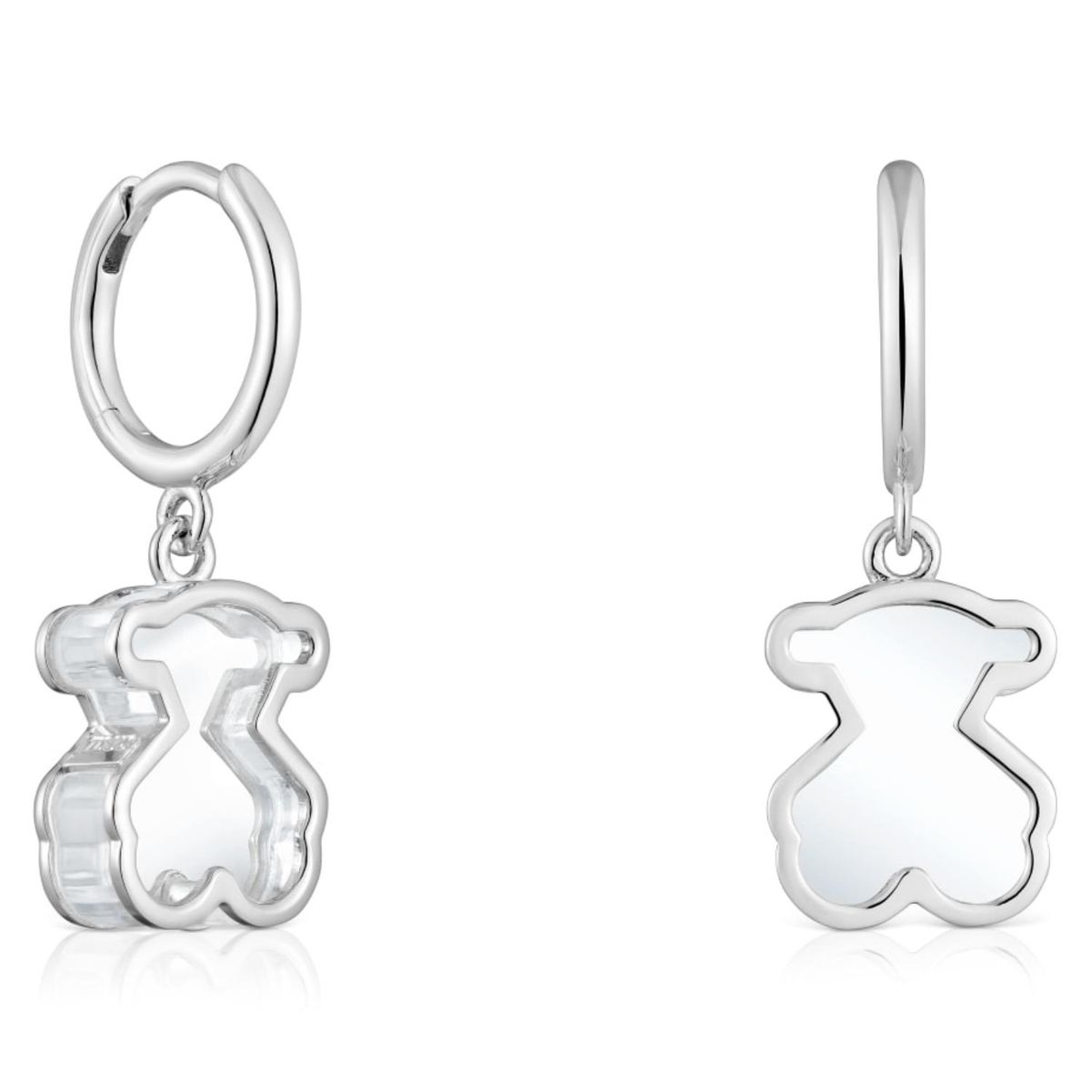 TOUS - Pendientes Aro De Plata Y Metacrilato Blanco Galaxy Tous