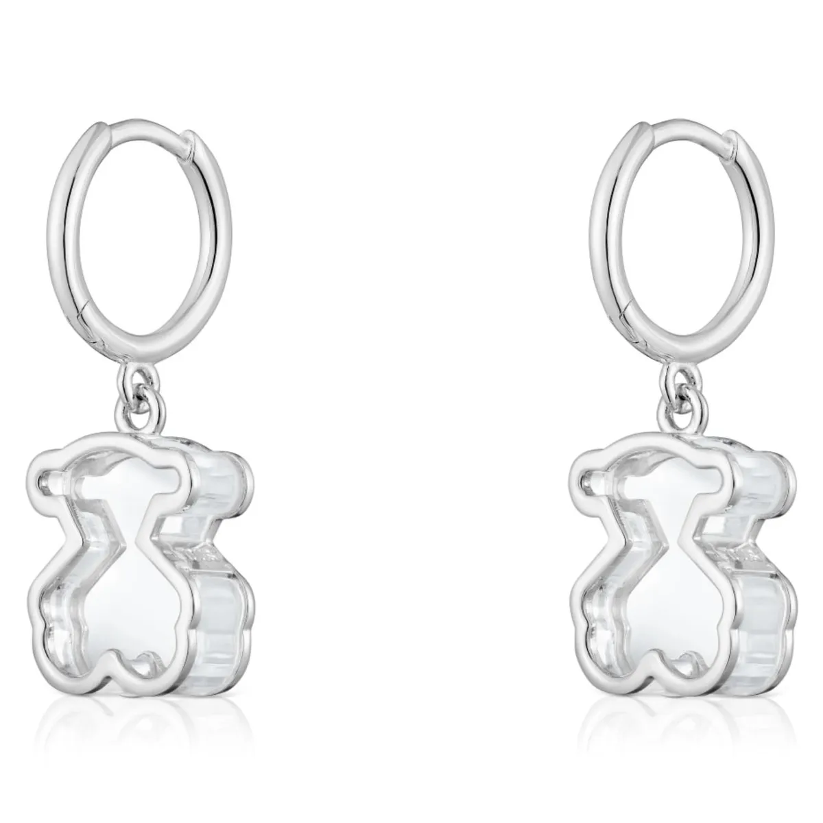 TOUS - Pendientes Aro De Plata Y Metacrilato Blanco Galaxy Tous