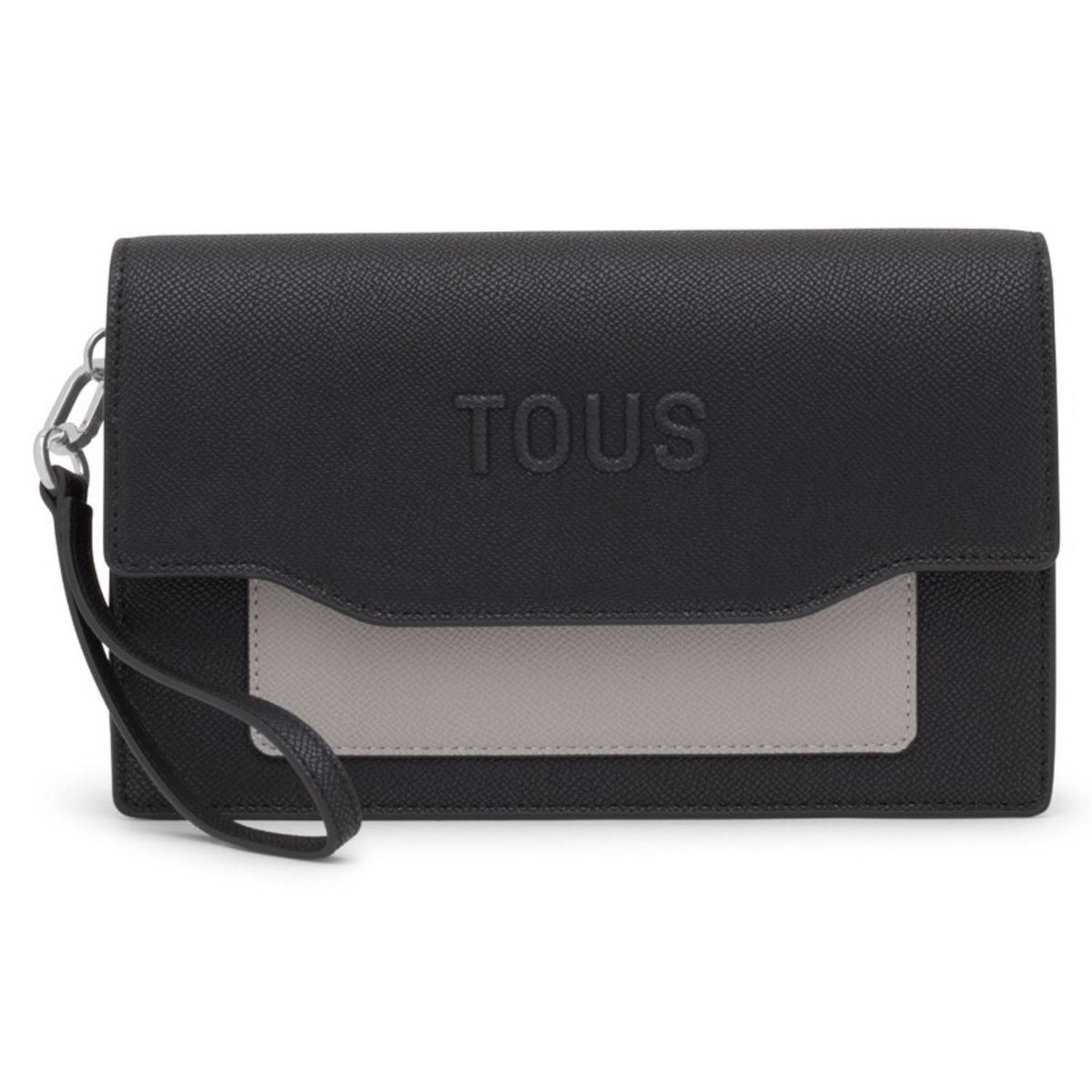 TOUS - Clutch Negro Y Gris Audree Saffiano