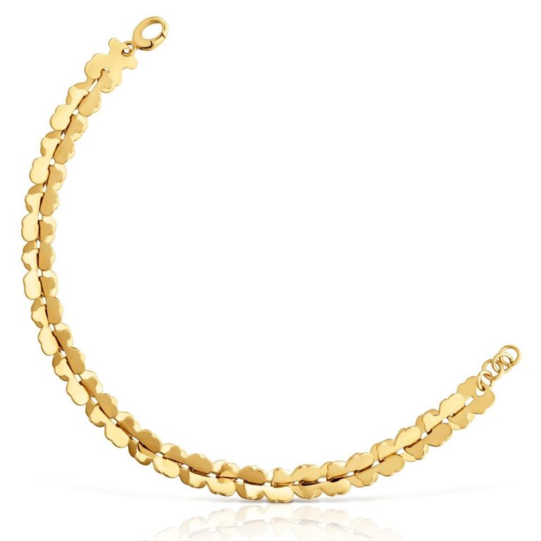 Pulsera Cadena De Acero En Color Dorado Con Motivos Oso Carrusel