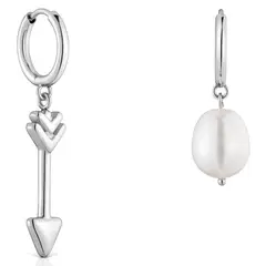 TOUS - Pendientes De Aro De Acero, Perla Cultivada Y Motivo Flecha Charming