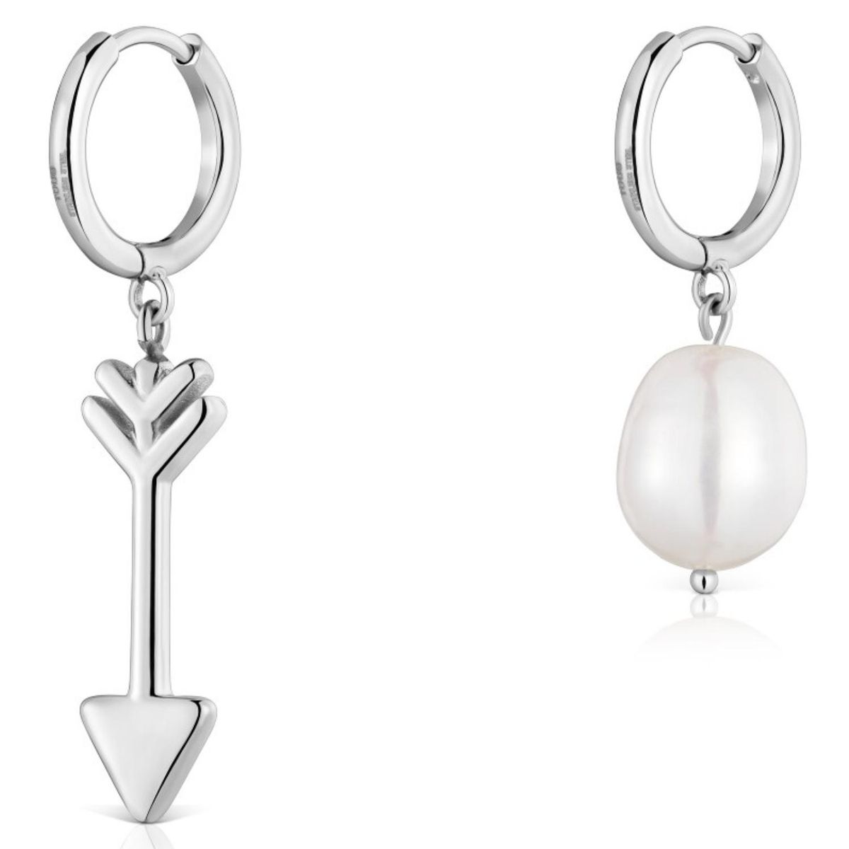TOUS - Pendientes De Aro De Acero, Perla Cultivada Y Motivo Flecha Tous Charming
