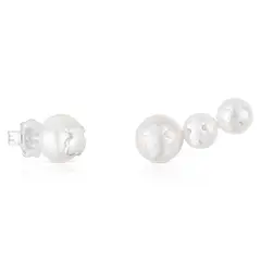 TOUS - Pendientes Triple Perla Y Plata Icon Pearl