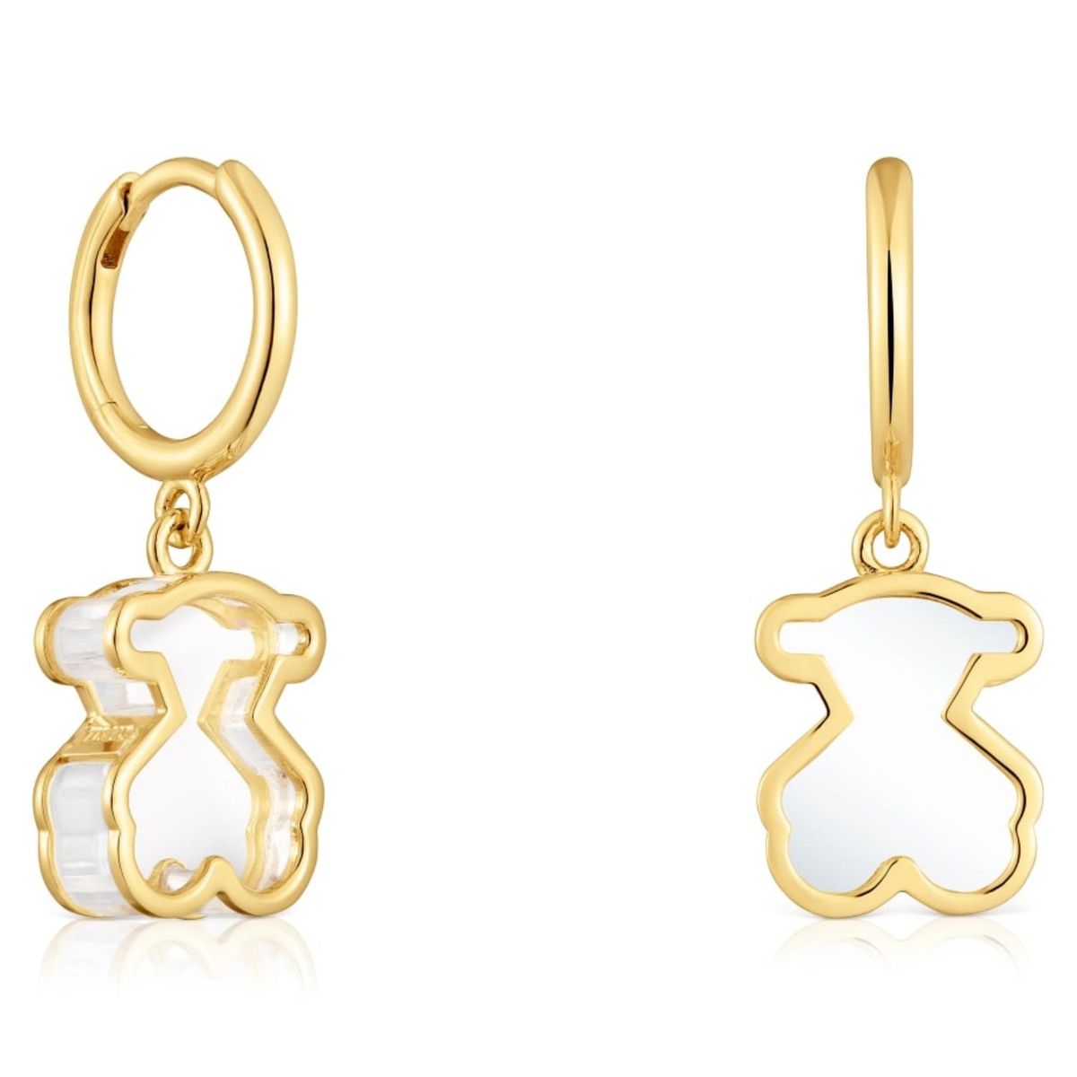 TOUS - Pendientes De Aro Con Baño De Oro 18 Kt Sobre Plata Y Metacrilato Blanco Galaxy Tous