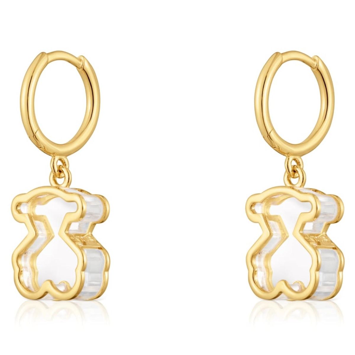 TOUS - Pendientes De Aro Con Baño De Oro 18 Kt Sobre Plata Y Metacrilato Blanco Galaxy Tous