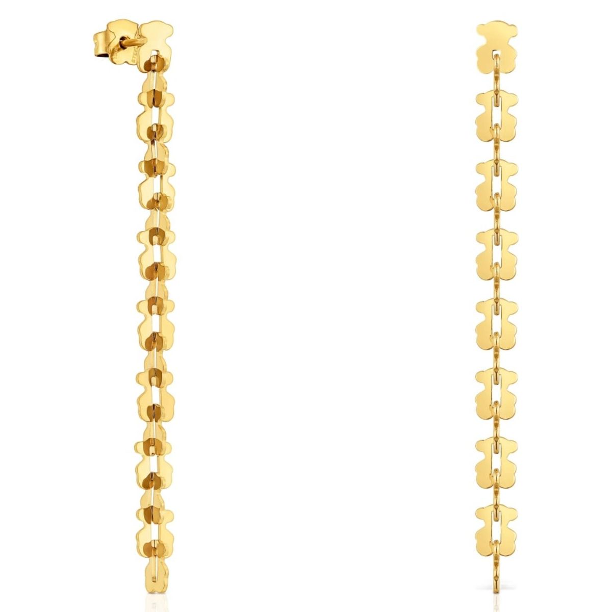 TOUS - Pendientes Largos De Acero En Color Dorado Con Motivos Oso Carrusel Tous