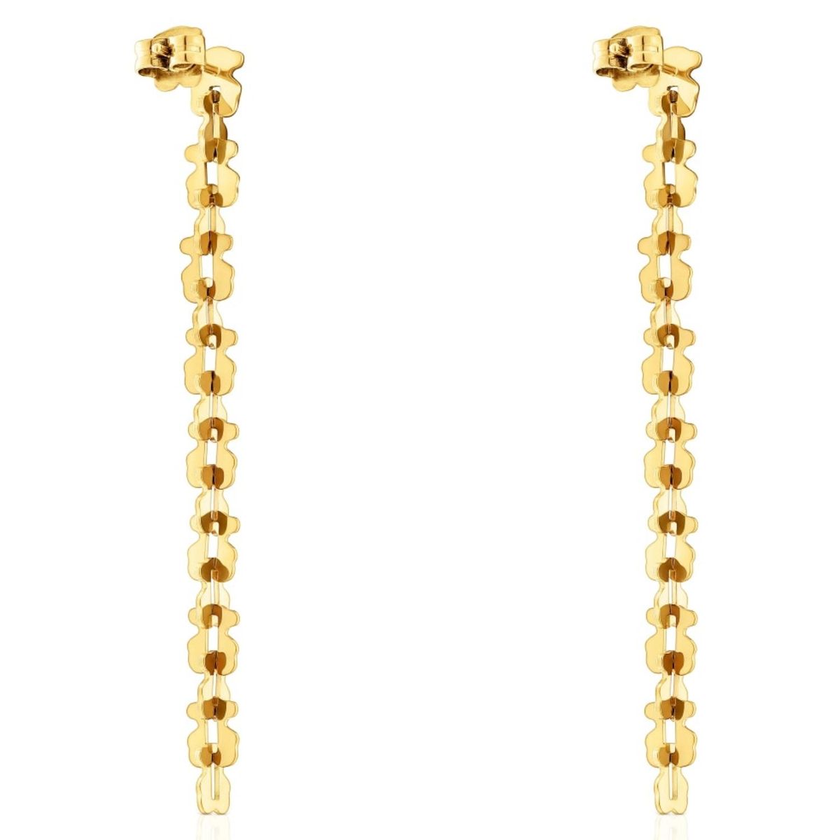 TOUS - Pendientes Largos De Acero En Color Dorado Con Motivos Oso Carrusel Tous