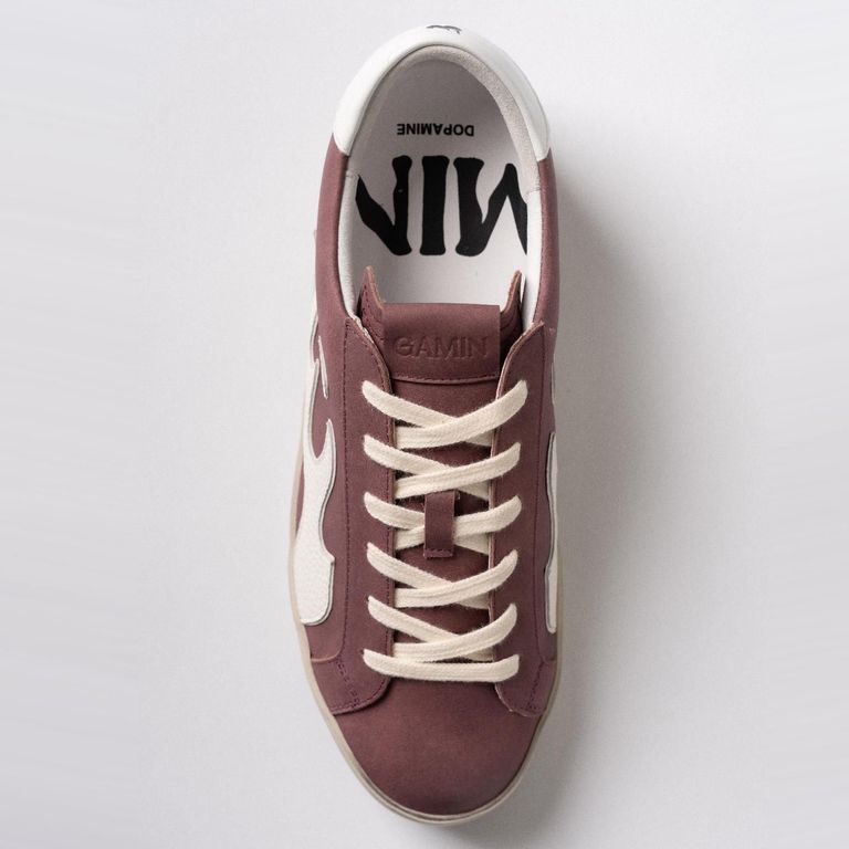 Zapatilla Urbana Mujer Cuero Burdeo