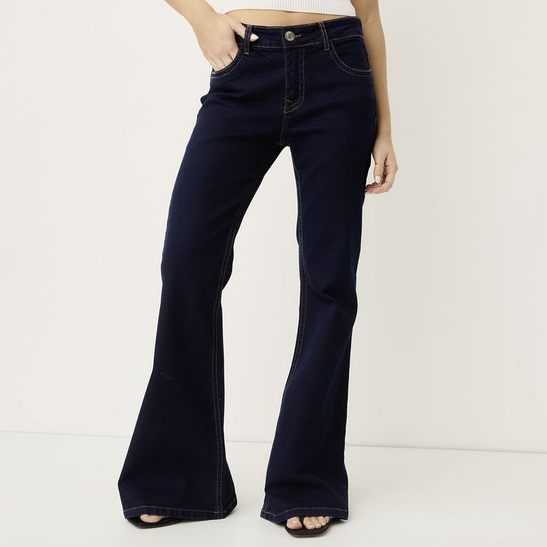 Jeans Flare Tiro Medio Mujer
