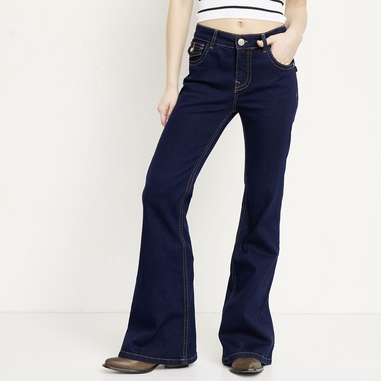 Jeans Flare Tiro Medio Mujer