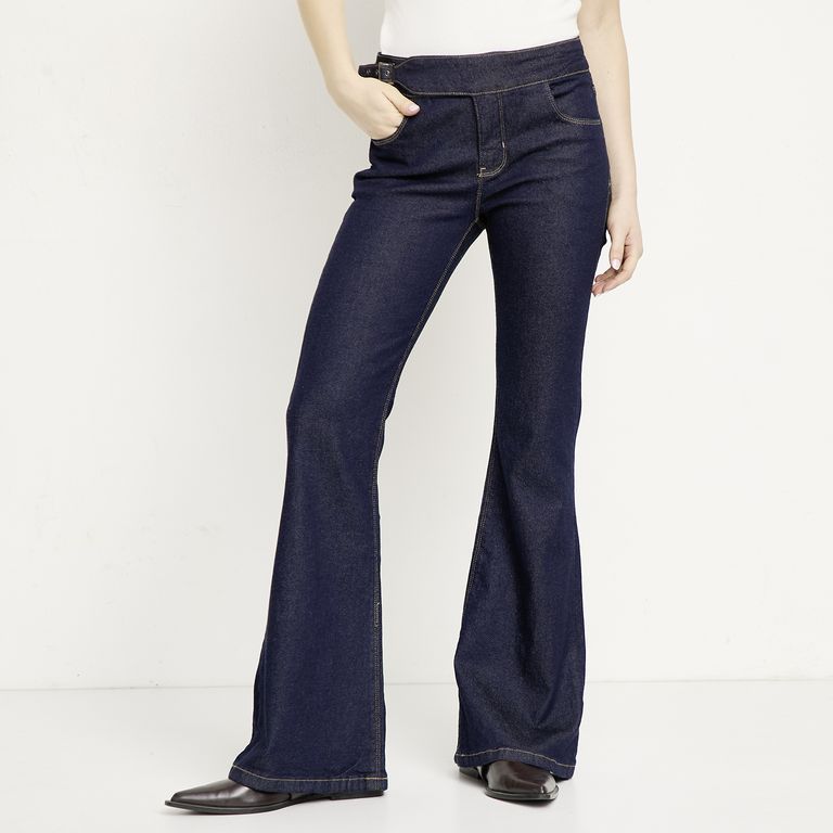 Jeans Flare Tiro Medio Mujer